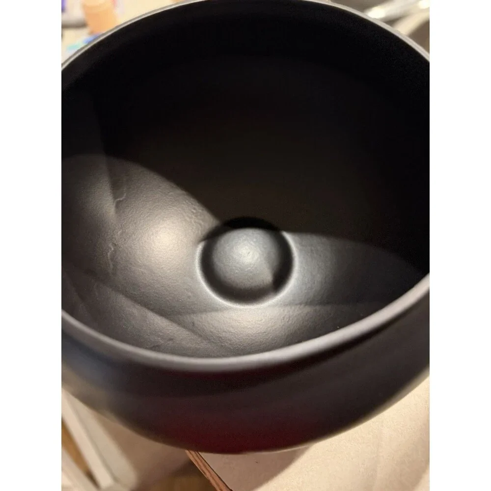 Crate & Barrel Black Matte Ceramic Round Bowl Made in Portugal